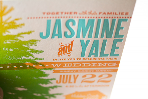 jasmine & Yale's wedding invitation, close-up