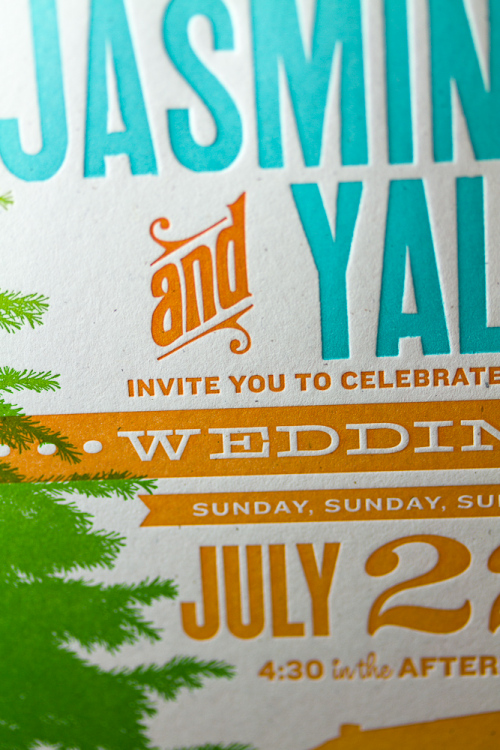 jasmine & Yale's wedding invitation, close-up