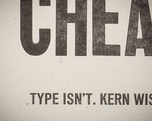 Talk is Cheap letterpress print, close-up