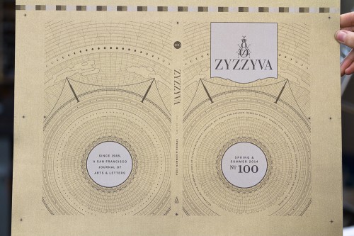 ZYZZYVA No. 100, cover exterior before binding, designed by Josh Korwin